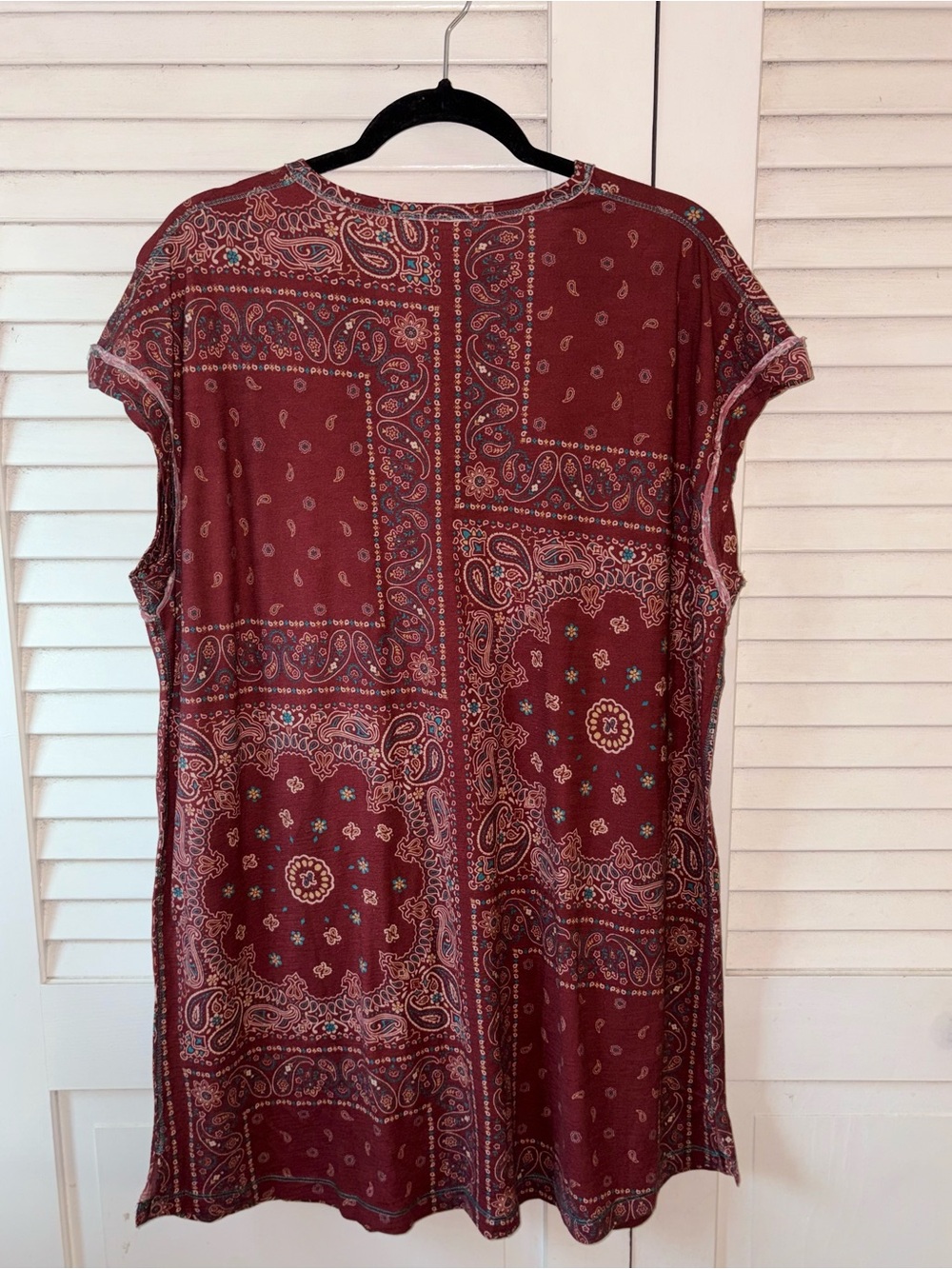 Natural Life Frankie Knit Cotton Tee Mini Dress Red Bandana Paisley Large NWT - Picture 4 of 5